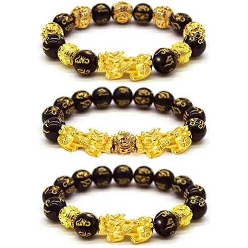 RIOSO 3 Pcs Feng Shui Pixiu Good Luck Bracelets for Men Women Chinese Dragon Lucky Charm Bead Bracelet Pi Yao Attract Wealth Money Jewelry RIOSO 3 Pcs Feng Shui Pixiu Good Luck Bracelets for Men Women Chinese Dragon Lucky Charm Bead Bracelet Pi Yao Attract Wealth Money Jewelry