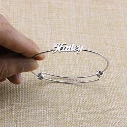 MANZHEN Custom Name Bracelet Adjustable Wire Bangle Personalized Jewelry for Women