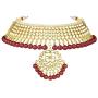 Aheli Faux Kundan Necklace Earrings Maang Tikka Set Indian Ethnic Wedding Fashion Jewelry Set for Women