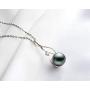 Black Pearl Necklace Tahitian Cultured Pearl Pendant Twist Design 9.5-10mm Sterling Silver Pearl Jewelry Gifts for Women Wife Mom Daughter Christmas