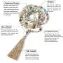 BALIBALI 108 Mala Beads Necklace Semi-Precious Gem Stones Meditation Necklace 108 Hand Knotted Japa Mala Beaded Tassel Necklace with Tree of Life Pendant