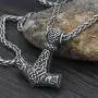 GuoShuang Men Norse God Viking Odin Wolf Thors Mjolnir Pendant Necklace with Valknut Gift Bag GuoShuang Men Norse God Viking Odin Wolf Thors Mjolnir Pendant Necklace with Valknut Gift Bag