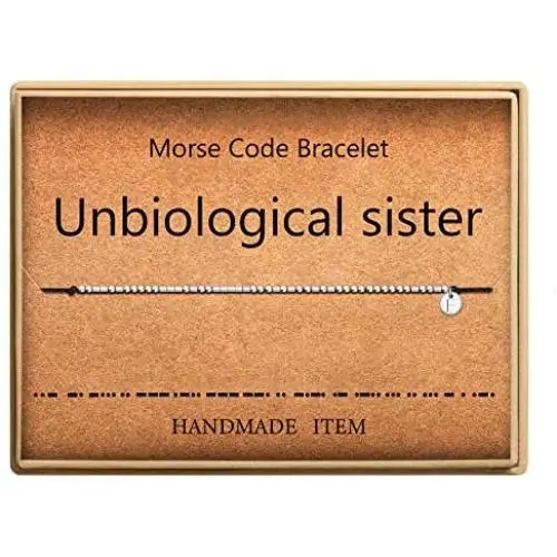 Lcherry Unbiological Sister Morse Code Bracelet Initial A to Z Disc Charm Morse Code Bracelet Beads on Adjustable Silk Cord Inspirational Gift for Women Lcherry Unbiological Sister Morse Code Bracelet Initial A to Z Disc Charm Morse Code Bracelet Beads on Adjustable Silk Cord Inspirational Gift for Women