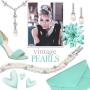 Mariell Freshwater Pearl and CZ Tulip Dangle Wedding Necklace - Silver Platinum Plated Jewelry for Brides