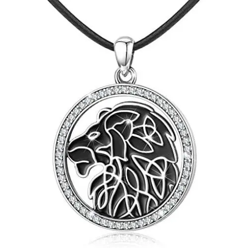 Eusense Lion Necklace Sterling Silver Celtic Lion King Heads Pendant Necklaces Lion Jewelry for Men, Women Eusense Lion Necklace Sterling Silver Celtic Lion King Heads Pendant Necklaces Lion Jewelry for Men, Women