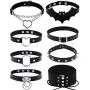 SOOWOOT 8 Pieces PU Leather Choker Necklace Goth Spiked Rivets Punk Collar Necklace Adjustable PU Leather Studded Love Heart Collar Choker Collar Set Gifts for Women Girls SOOWOOT 8 Pieces PU Leather Choker Necklace Goth Spiked Rivets Punk Collar Necklace Adjustable PU Leather Studded Love Heart Collar Choker Collar Set Gifts for Women Girls