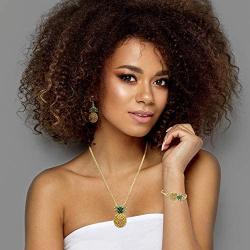 Lola Bella Gifts 3 Piece Pineapple Pendant Necklace Bracelet Earrings Set with Gift Box