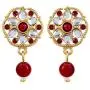 Saissa White Pearl Red Stone Choker Indian Necklace Earrings Jewelry Set for Girls and Women