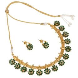 Indian Ratna Creation Gold Pearl Drop Choker Necklace Set Crystal Stones for Women and Girls Jewelry