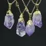 KISSPAT Unpolished Raw Amethyst Stone Pendant Necklace with 26 Long Chain KISSPAT Unpolished Raw Amethyst Stone Pendant Necklace with 26 Long Chain