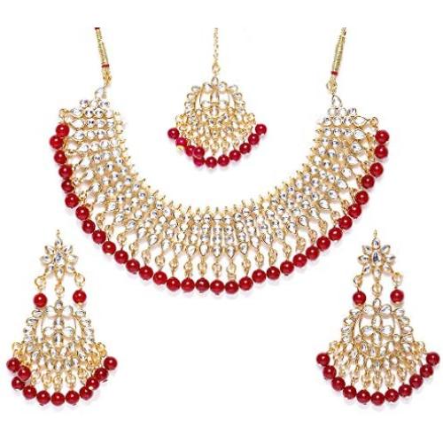 YouBella Jewellery Bollywood Ethnic Bridal Wedding Traditional Choker Indian Necklace Set with Earrings for Women
