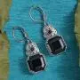Shop LC Stainless Steel Black Tourmaline Black Spinel Lever Back Dangle Drop Earrings Fashion Prom Jewelry for Women Mothers Day Gifts Ct 7.13