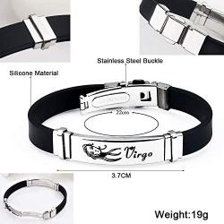 Couples Bracelets For Women Men,Charm Friendship Silicone Stainless 12 Zodiac Constellation Bracelet For Teen Girls Best Friend Jewelry(2Pcs) Boyfriend Girlfriend