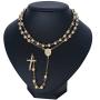 VNOX Unisex Black Stainless Steel Long Rosary Bead Chain Jesus Cross Catholic Crucifix Cross Necklace,36''
