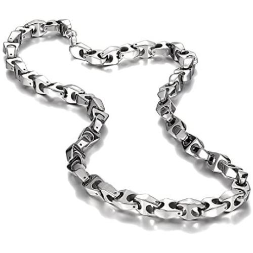 Unique Astro Snake 22 Inches Mens Silver Toned Tungsten Link Necklace Chain (Heavy, Solid)