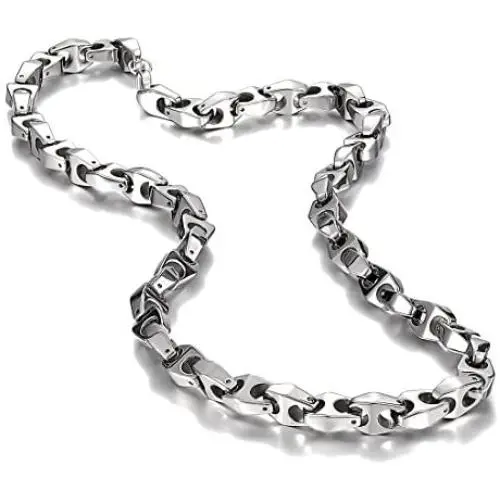 Unique Astro Snake 22 Inches Mens Silver Toned Tungsten Link Necklace Chain (Heavy, Solid)