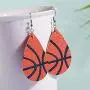 Teardrop Leather Earrings Dangle Drop Football Basketball Waterdrop Hook Earrings Lightweight Ear for Women Ball Sports Lover Girls Jewelry 2Pcs Set