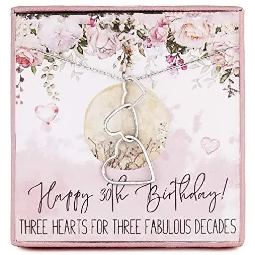 30th Birthday Gifts For Women 925 Sterling Silver Three Interlocking Hearts Pendant Necklace For Her Chain Adjust From 16'' to 21'' Long Extender 30th Birthday Gifts For Women 925 Sterling Silver Three Interlocking Hearts Pendant Necklace For Her Chain Adjust From 16'' to 21'' Long Extender