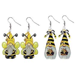 Stology Spring Summer Gnome Acrylic Earrings, Bee Statement Dangle Resin Jewelry Fashion Accessories for Women Girls