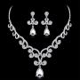Uloveido Alloy Crystal Wedding Jewelry Sets for Brides Rhinestone Necklace and Drop Earrings Platinum Plated Y644