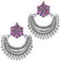 Aheli Indian Traditional Rajasthan Jaipur Collection Oxidised Silver Chandbali Earrings Antique Jewelry for Women Girls