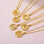 FindChic Horoscope Necklaces for Women Men Zodiac Sign Disc Pendant Coin Necklaces Stainless Steel/18K Gold Plated Two Tone Jewelry Personalized Birthday Gift
