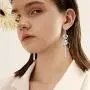 ZRosse 2 Pairs Floral rhinestone Long Earrings Pendientes Jewelry Round Dangle Earrings For Women Gold Color Fashion