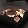 JINHUI Thanksgiving Day Gift Jewelry 18 K Rose Gold/Gold Bangle Bracelet Heart Pendant Forever Love Letters Engraved Bangle Bracelet for Women Size 6.5