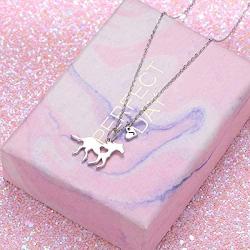 Horse Gifts for Girls Horse Necklace Sterling Silver Heart Initial Necklace Horse Pendant Necklace for Women Jewelry