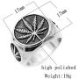 SAINTHERO Mens Vintage Stainless Steel Ring Weed Marijuana Cannabis Leaf Symbol Rock Punk Hip-hop Jewelry Size 7-15