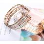 ORAZIO Metal Statement Jewelry Set for Women Triple Circles Pendant Necklace Dangle Earrings Cuff Bracelet