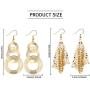 70s Disco Earrings Sequin Earrings Metal Mesh Grid Tassel Drop Dangle Earrings Long Hook Earrings Women Girls, Gold Silver Colorful