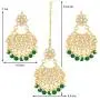 Aheli Faux Kundan Beaded Earrings Maang Tikka Set Indian Bollywood Ethnic Fashion Jewelry for Women