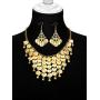 3 Sets Womens Belly Dance Accessories, Gold Coins Belly Dance Hip Skirt Scarf Wrap Belt, Gold Coins Necklace and Earrings