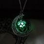 4Pcs Set 4 Colors Luminous Series Moon Love Heart Pendant Necklace Charm Fluorescent Crescent Necklace Glow in The Dark Necklace Valentines Day Gift for Women Girls