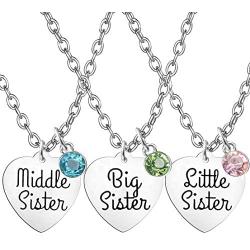 TISDA Mother Daughter Necklace Gift Set,Big Sis Middle Sis Lil Sis Mom Jewelry Necklace,Best Friends Necklaces