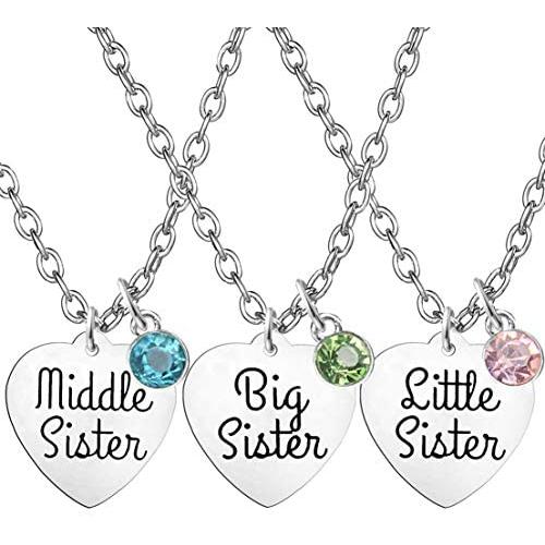 TISDA Mother Daughter Necklace Gift Set,Big Sis Middle Sis Lil Sis Mom Jewelry Necklace,Best Friends Necklaces
