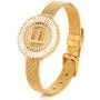 Rhinestone Initial Bracelet 18k Gold Stainless Steel Bangle Bracelet Adjustable Wrap Alphabet Crystal Bracelet Personalized Letter Bracelet Jewelry Gift for Women Girls