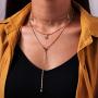 Ckecharfa Boho Layered Y-Necklace Gold Star Choker Necklaces Crystal Pendant Long Chain Summer Beach Neck Chains Adjustable Jewelry for Women and Girls