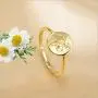YeGieonr Handmade Flower Signet Ring -18K Gold Ring-Minimalistic Statement Ring with Botanical Engraved- Delicate Personalized Jewelry Gift for Women/Girls
