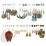 36 Pairs Bohemian Tassel Earrings Set Vintage National Style Leather Heart Shape Earrings Acrylic Stud Hoop Drop Dangle Earrings for Women Girls Valentines Day Birthday Gifts