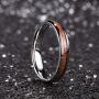 King Will Nature 4mm/6mm Domed Koa Wood Stainless Steel Ring Wedding Band High Polished Black/Silver/Rose Gold Plated