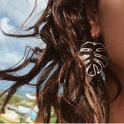 JOYID Monstera Leaf Dangle Earrings Bohemia Palm Leaves Drop Earrings Jewelry for Women Girls