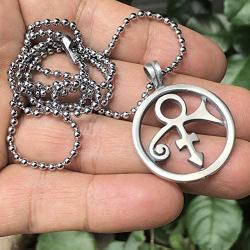 Male Female Soapstone Love Sex Round Icon Symbol Sign Prince Pewter Unisex Womens Mens Boys Girls Pendant Necklace Medallion Lucky Charm protection amulet for Men Women W Silver Ball Chain