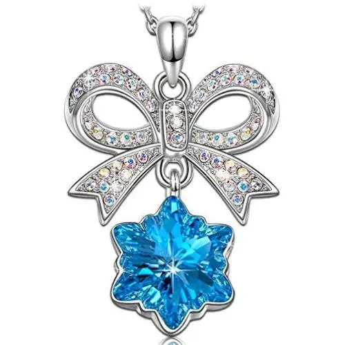 Kate Lynn Womens Necklace ❉The First Snow❉ Bow Pendant Necklace for Girls Crystals Jewelry for Women Gifts with Gift Box 17.5''+2'' Kate Lynn Womens Necklace ❉The First Snow❉ Bow Pendant Necklace for Girls Crystals Jewelry for Women Gifts with Gift Box 17.5''+2''