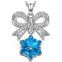 Kate Lynn Womens Necklace ❉The First Snow❉ Bow Pendant Necklace for Girls Crystals Jewelry for Women Gifts with Gift Box 17.5''+2''