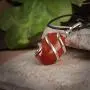 Raw Tumbled Carnelian Crystal Healing Pendant Necklace - for Motivation Strength Leadership Endurance Inspiration Courage - Authentic Stone on Silver Plated Chain Real Gemstone Chakra Healing Charm