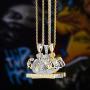 TOPGRILLZ Iced Out Pendant US Dollar Money Style 14K Gold Plated Cubic Zircon Necklace for Men Women Hip Hop Rock Jewelry Gifts