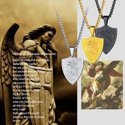 PROSTEEL Saint Michael The Archangel Necklace Pendant & Chain Catholic Religious Jewelry
