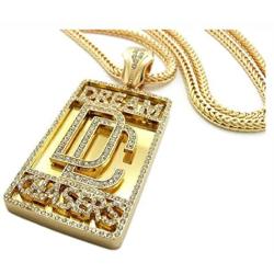 Shiny Jewelers USA Mens Dream Chaser ICED Out Hip HOP CZ Pendant Franco OR Cuban Chain Necklace Set